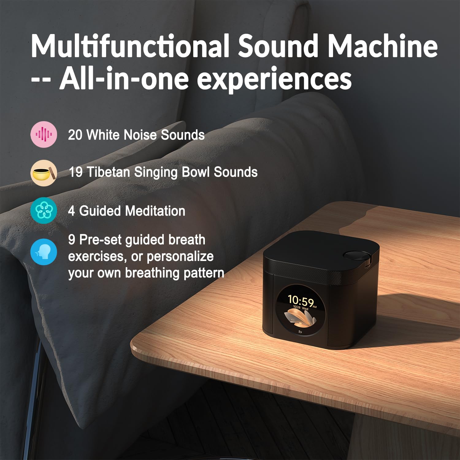 Kipcush Sleep Sound Machine con cuencos tibetanos para meditación