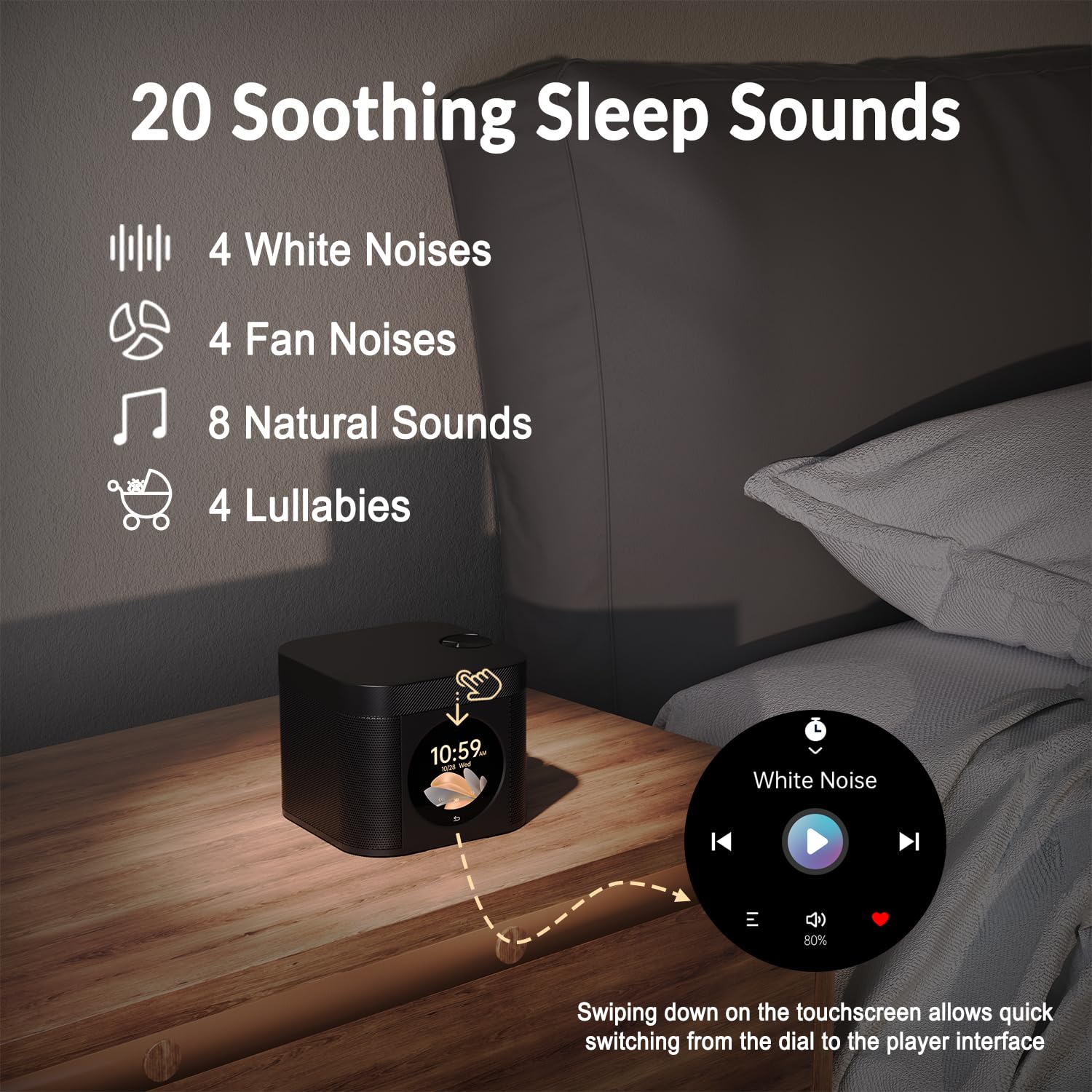 Kipcush Sleep Sound Machine ofrece 19 tonos precisos para relajación diaria