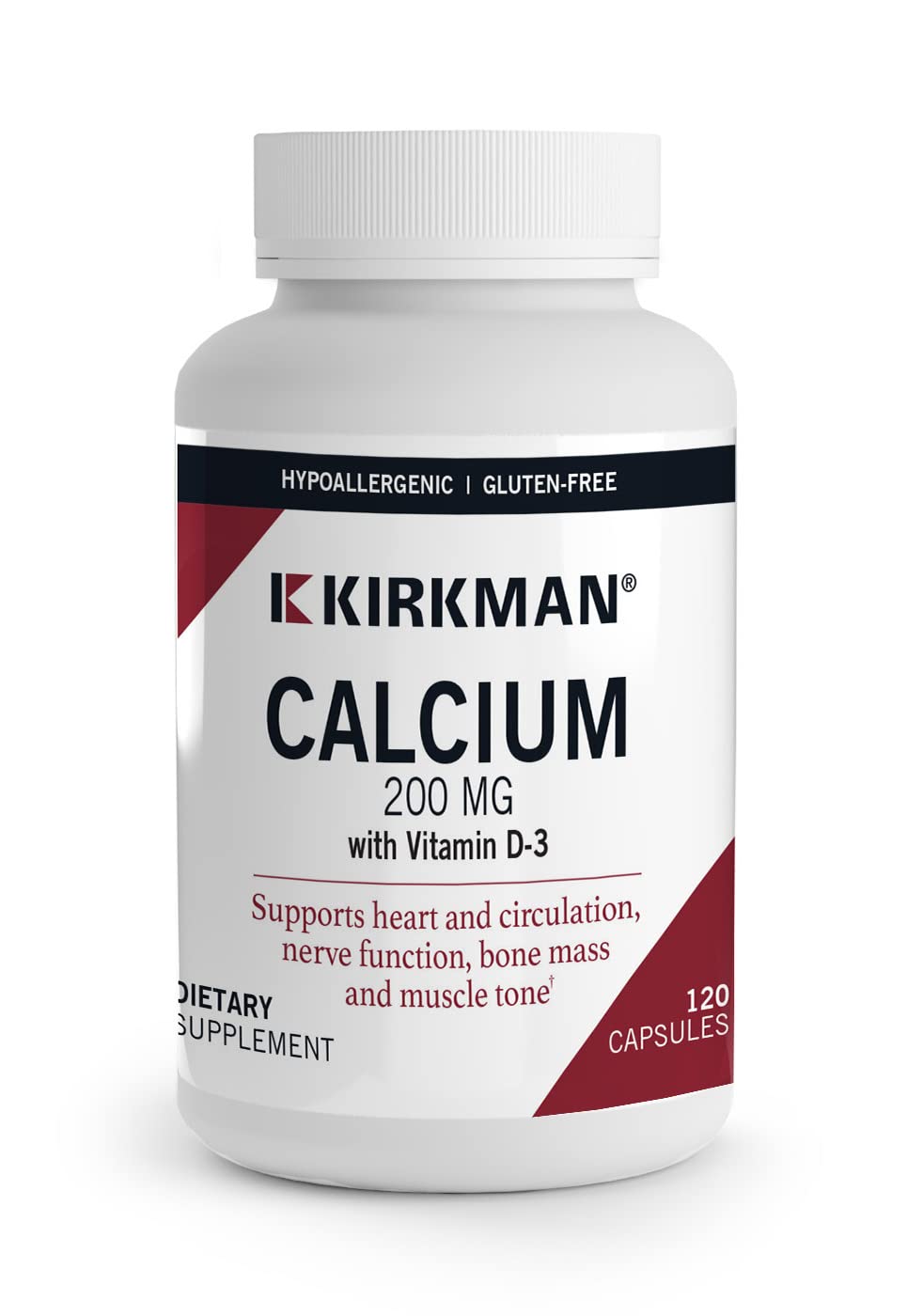 Kirkman Calcio 200 mg en botella: apoyo suave para huesos y articulaciones.
