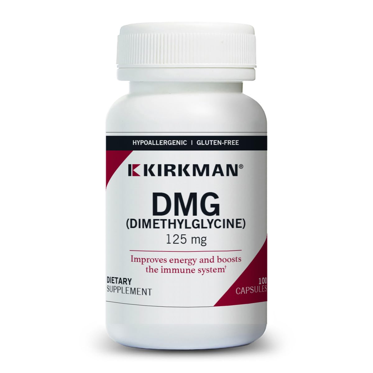 Kirkman DMG cápsulas de dimetilglicina, 125 mg, apoyo metabólico diario.