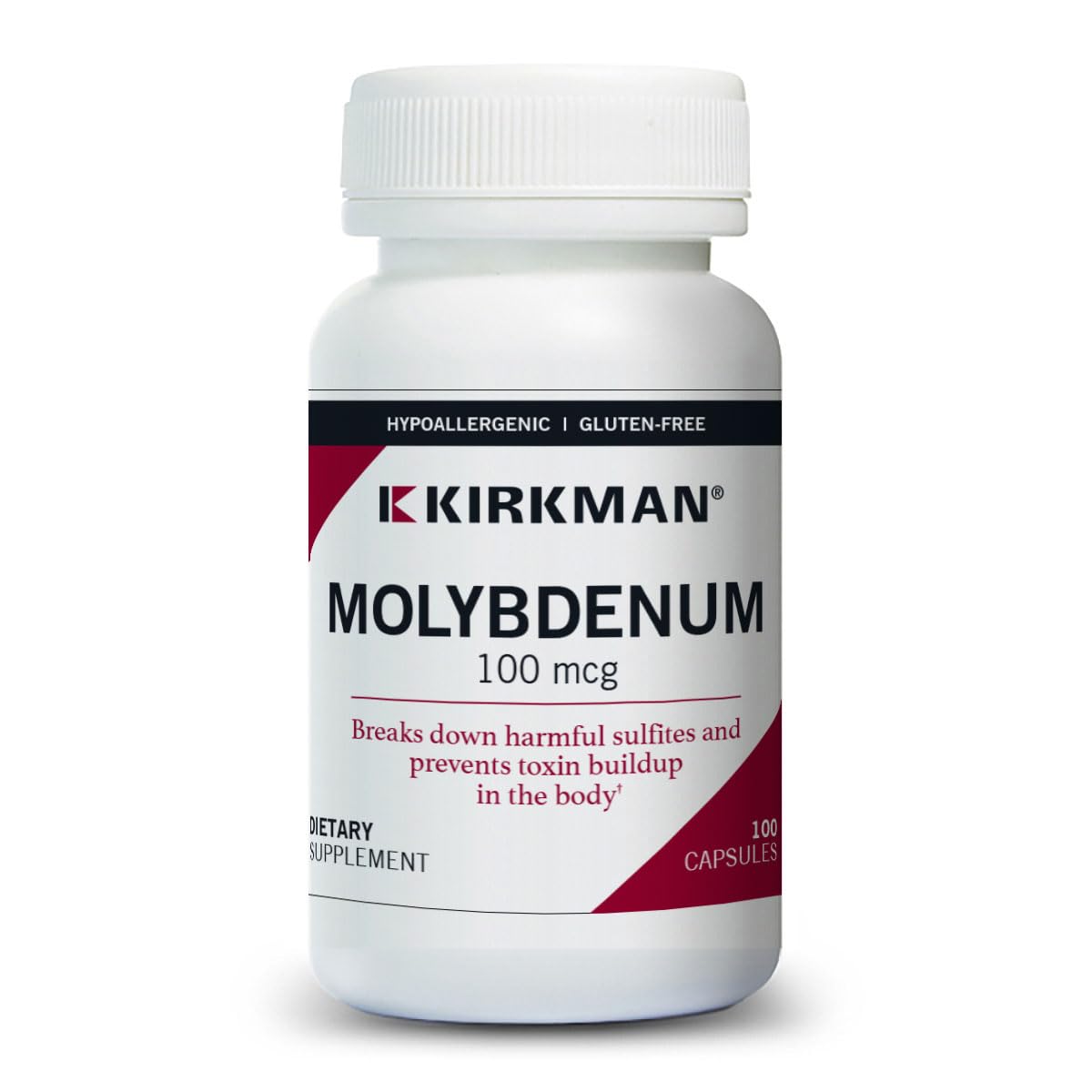 Kirkman Molibdeno 100 mcg, cápsulas, apoyo al metabolismo del azufre.