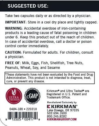 Kirkman Multivitamin Avanzado cápsulas interior: mayor concentración de B12