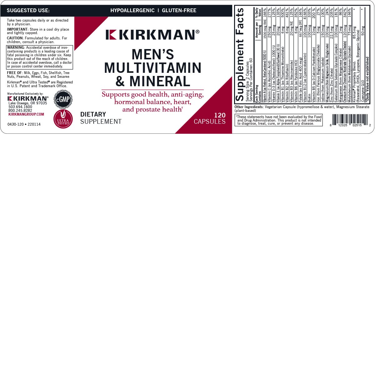 Kirkman etiqueta del producto, información clara para consumo diario.
