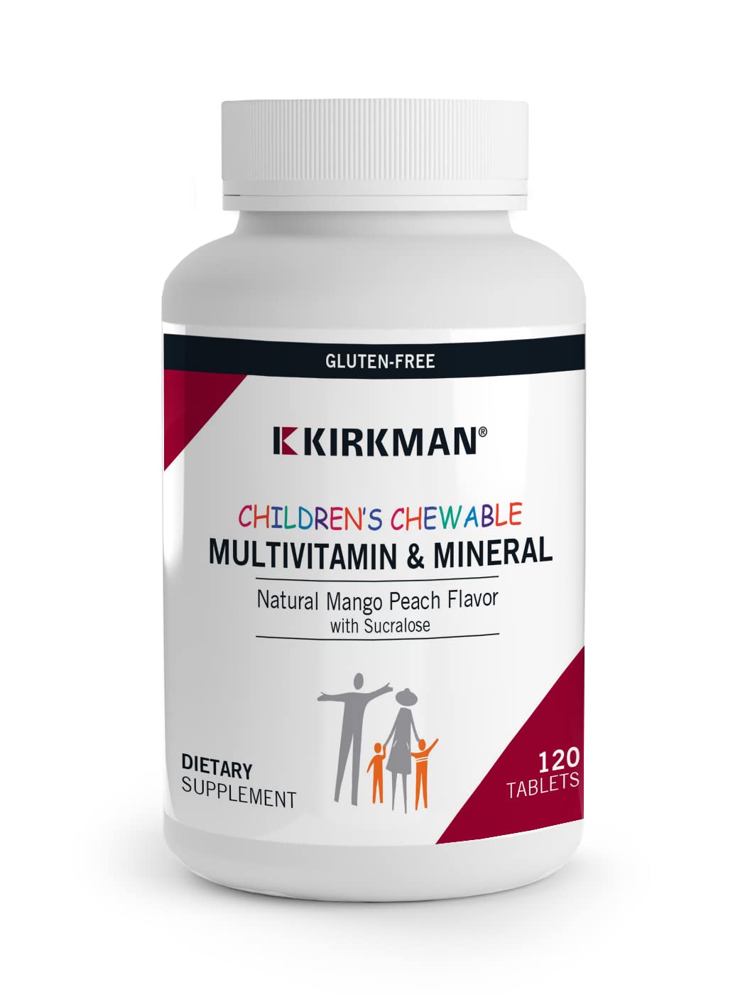 Kirkman tableta masticable para niños, beneficio nutricional diario sin colorantes.