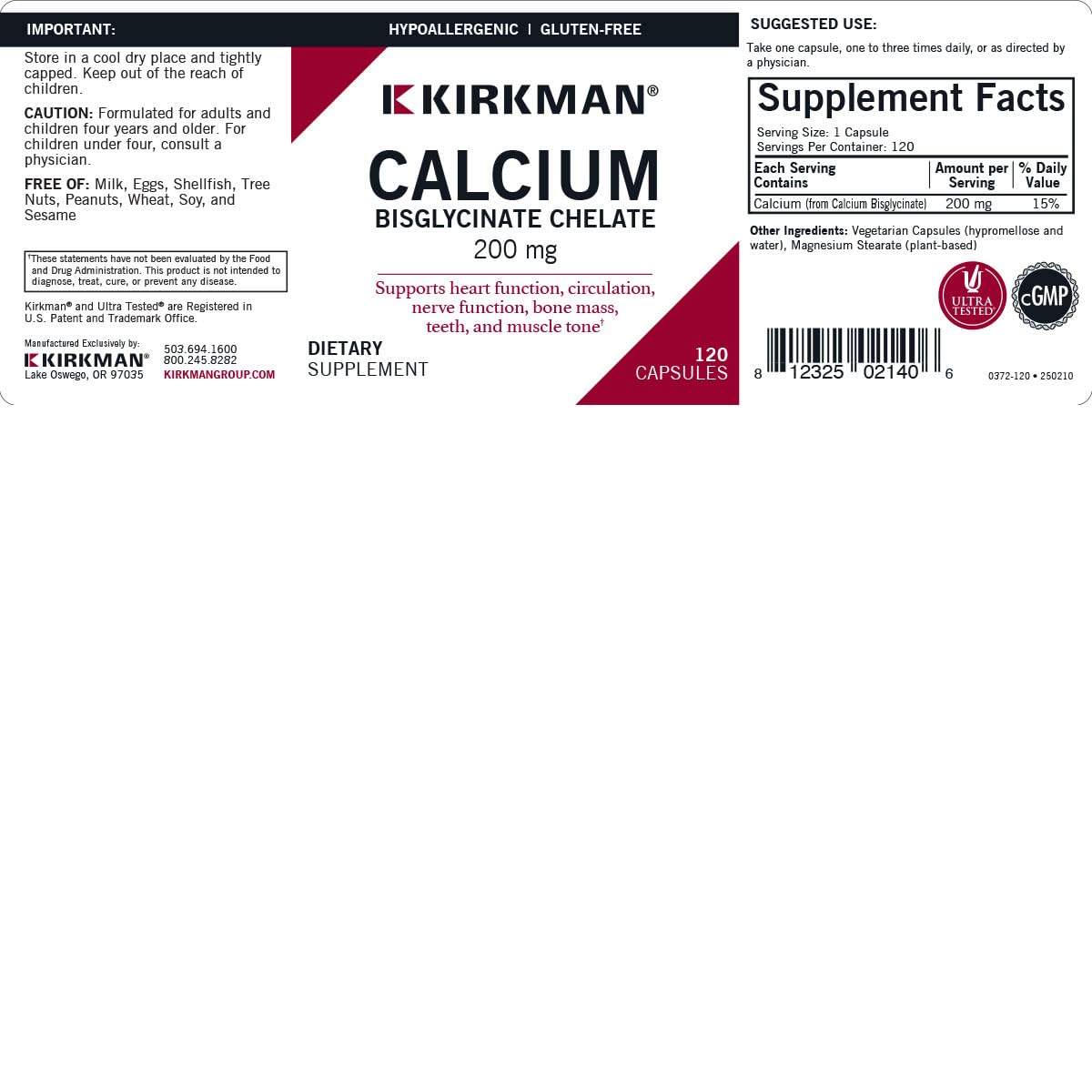 Kirkman sin Vitamina D3, cápsulas para uso diario.