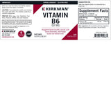 Kirkman Vitamina B6 50 mg, cápsulas vegetarianas, apoyo a funciones inmunes y energía diaria.