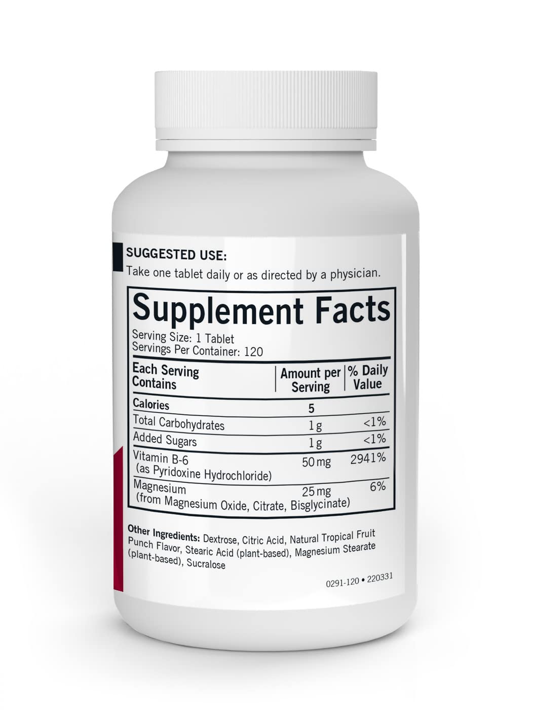 Kirkman Vitamina B6 con Magnesio, tableta masticable sin gluten apta para dietas sensibles