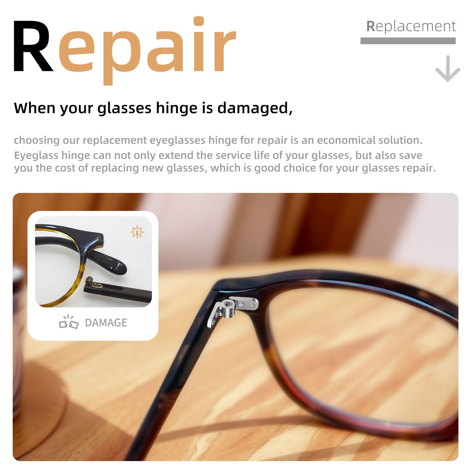KishYa bisagra de compatibilidad amplia, ideal para gafas y gafas de sol.