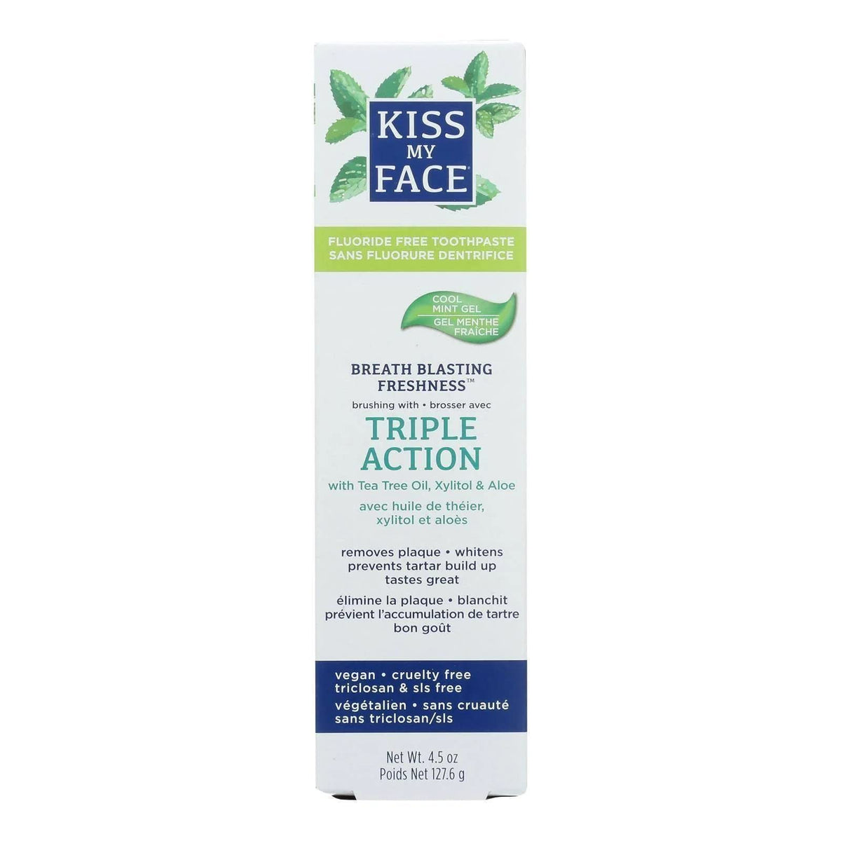 Kiss My Face pasta dental gel menta, textura gel, limpia suavemente y refresca el aliento