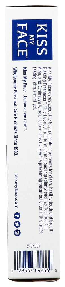 Pasta dental Kiss My Face sensible sin fluoruro, paquete de dos, higiene diaria conveniente