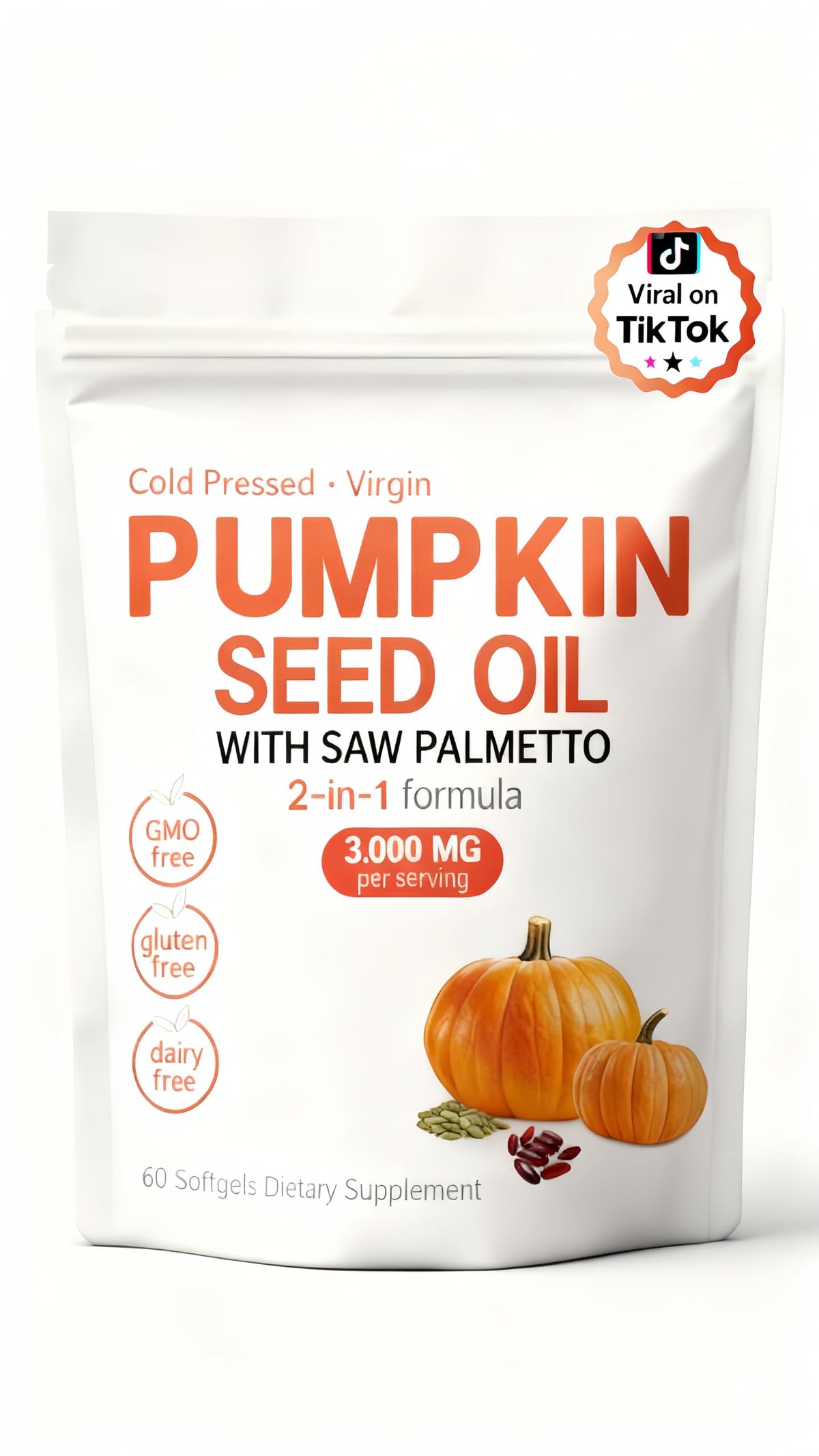 Kitabio cápsulas de aceite de semilla de calabaza prensado en frío en bote, fácil de tomar
