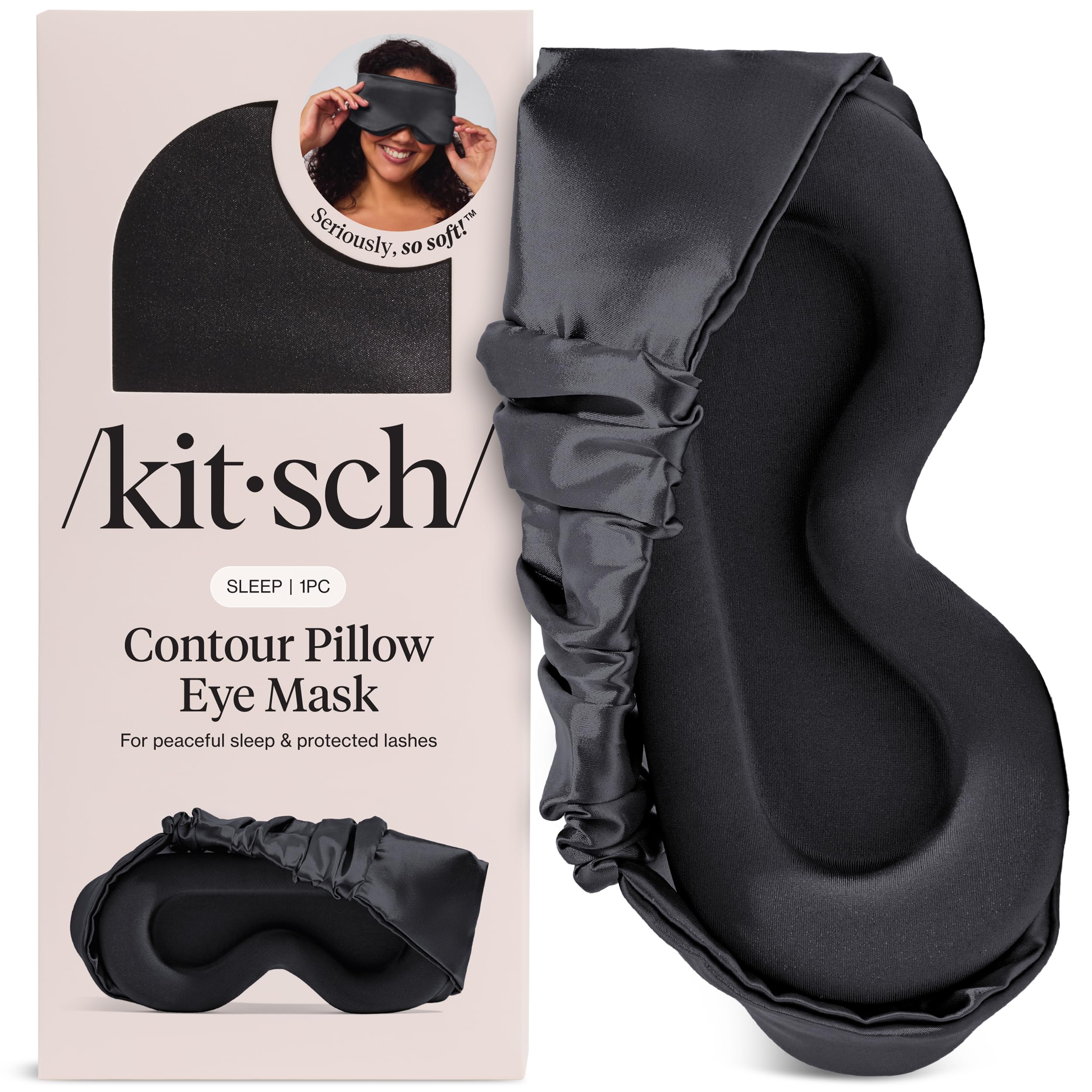 Kitsch contorno de ojos de seda suave para dormir cómodo.