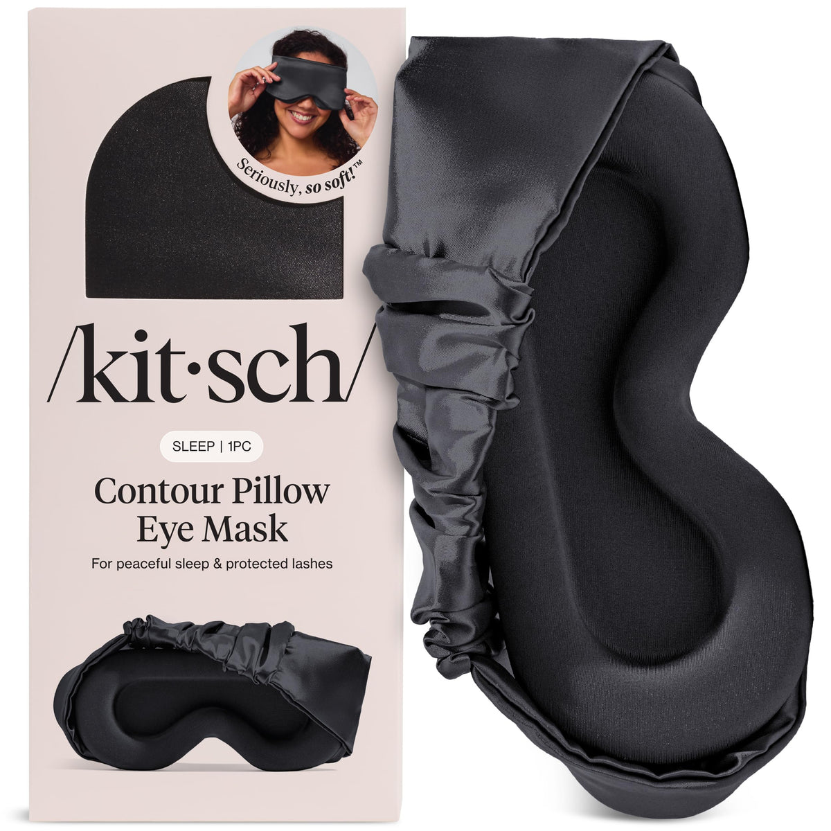 Kitsch contorno de ojos de seda suave para dormir cómodo.