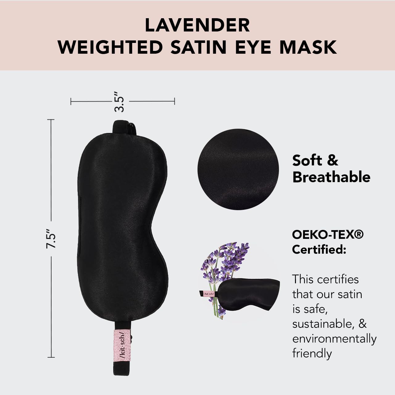 Kitsch mascarilla peso con ajuste seguro para uso nocturno sin presión.
