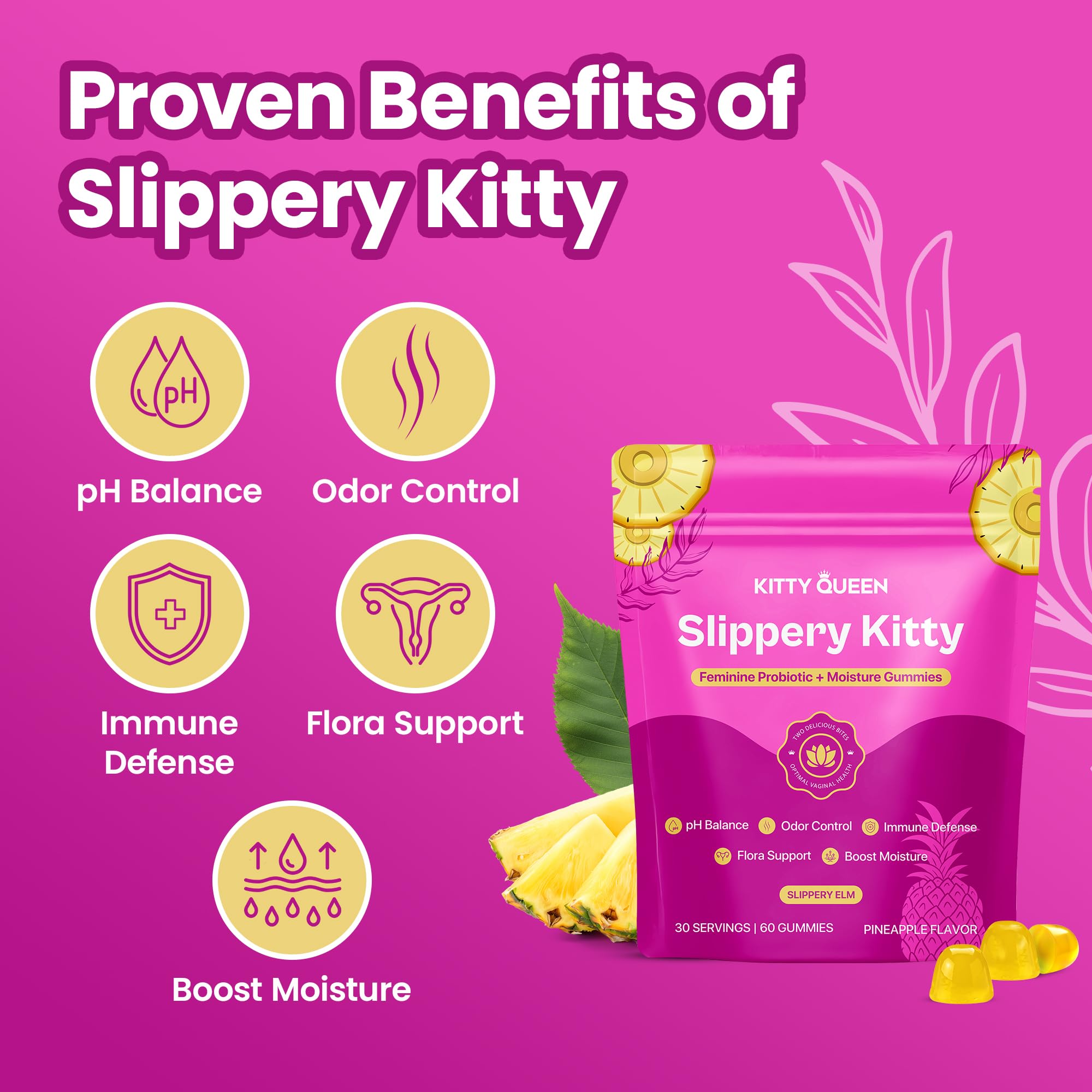 Textura suave de gominola piña de KITTYQUEEN Slippery Kitty para uso diario.