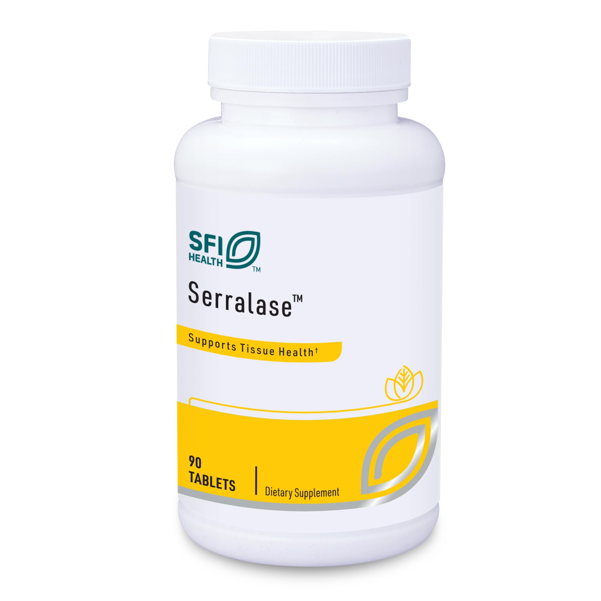 Klaire Labs Serralase en botella de cápsulas vegetales que apoyan procesos de reparación de tejidos.