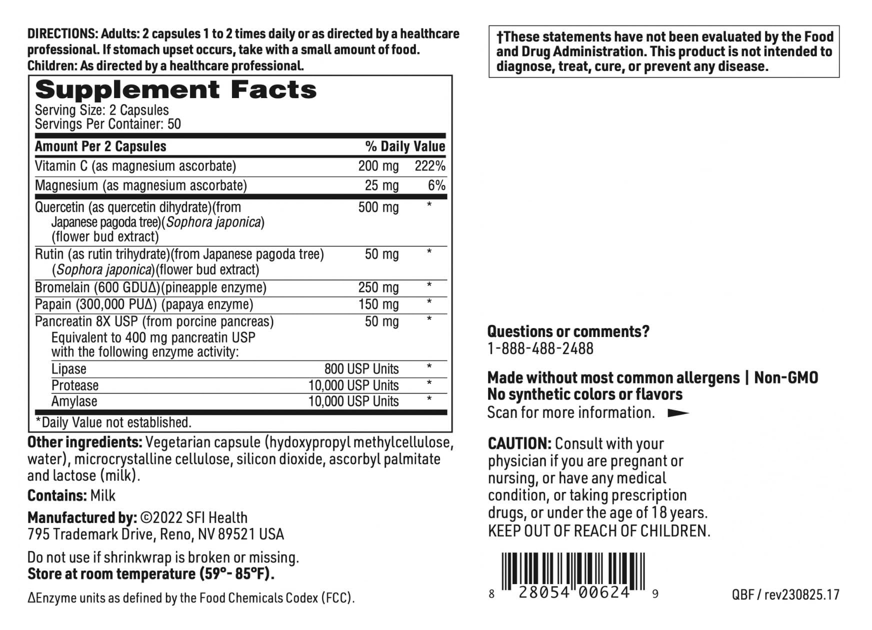 Persona sosteniendo la botella de Klaire Labs SFI Health Quercetin-Bromelain Forte, uso diario