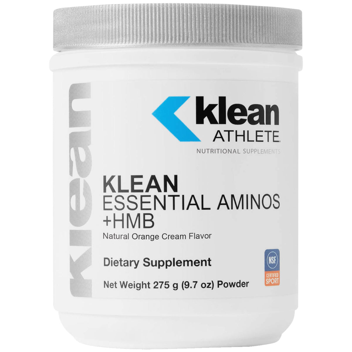 Klean Athlete Klean Essential Aminos + HMB, botella naranja, apoyo a la masa magra.
