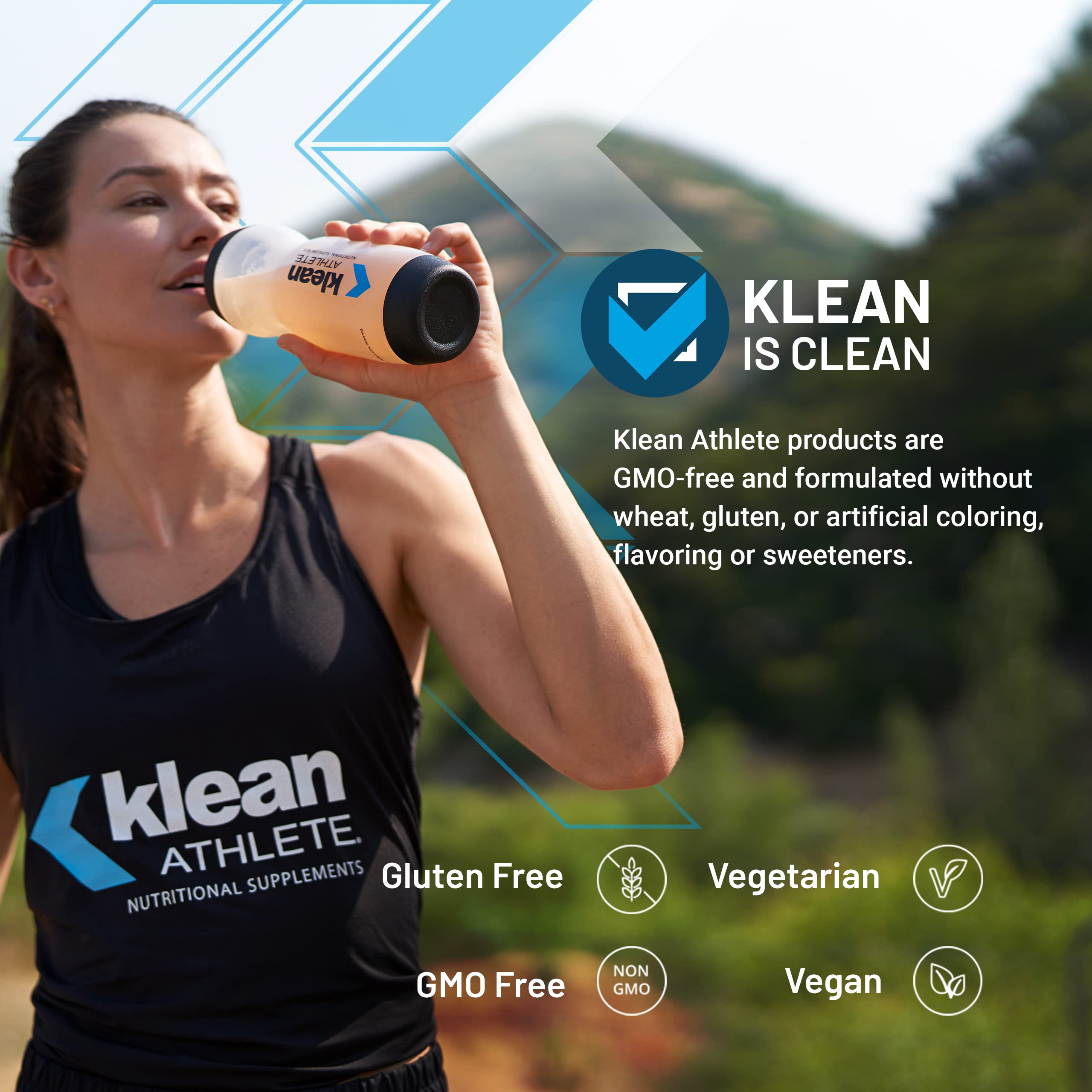 Klean Athlete BCAA Peak ATP, etiqueta frontal, información útil para dosificar correctamente