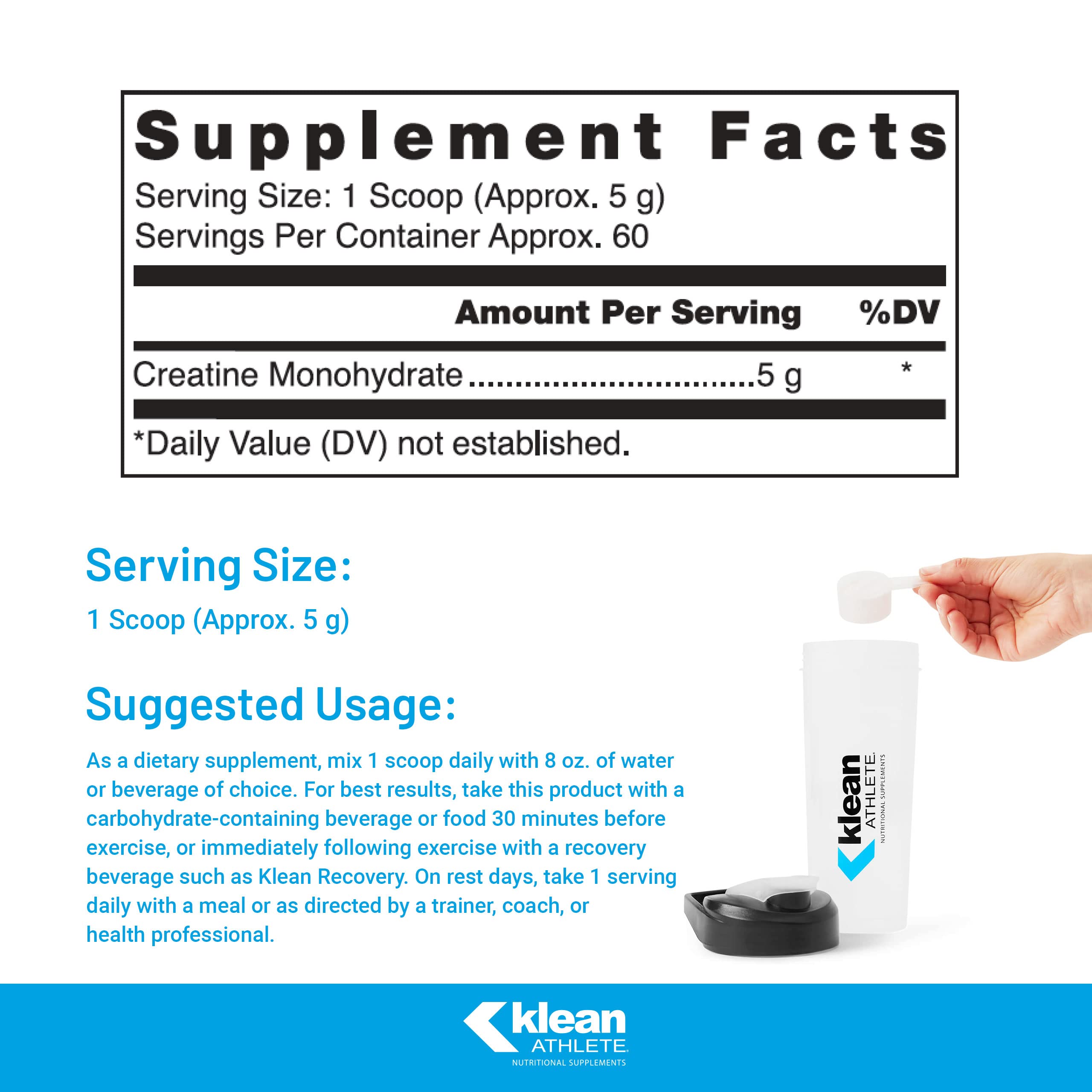 Klean Athlete Creatine: etiqueta certificada para deporte