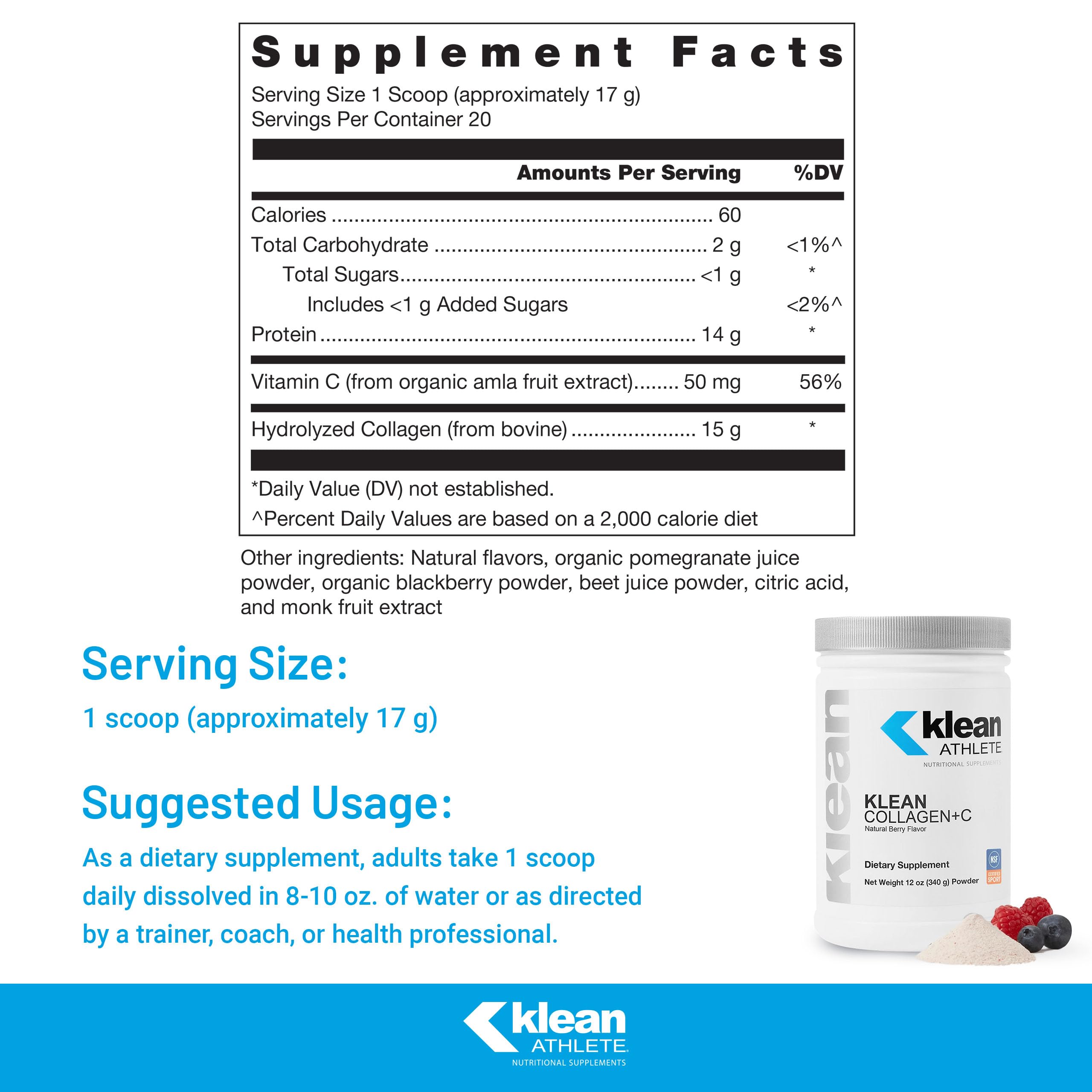 Klean Collagen+C: etiqueta con certificación NSF para deporte