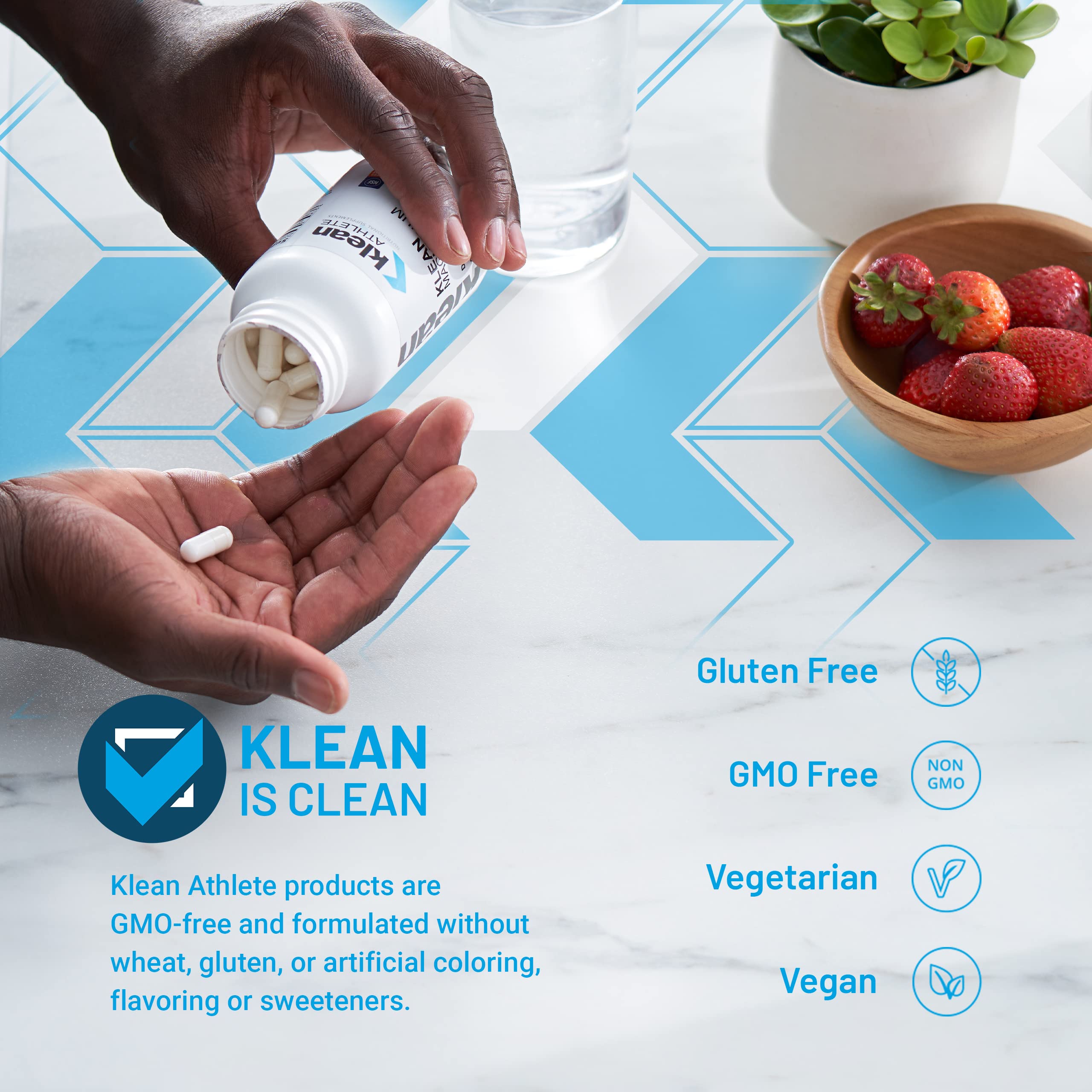 Klean Athlete Klean Magnesium, etiqueta NSF visible, confiabilidad para atletas