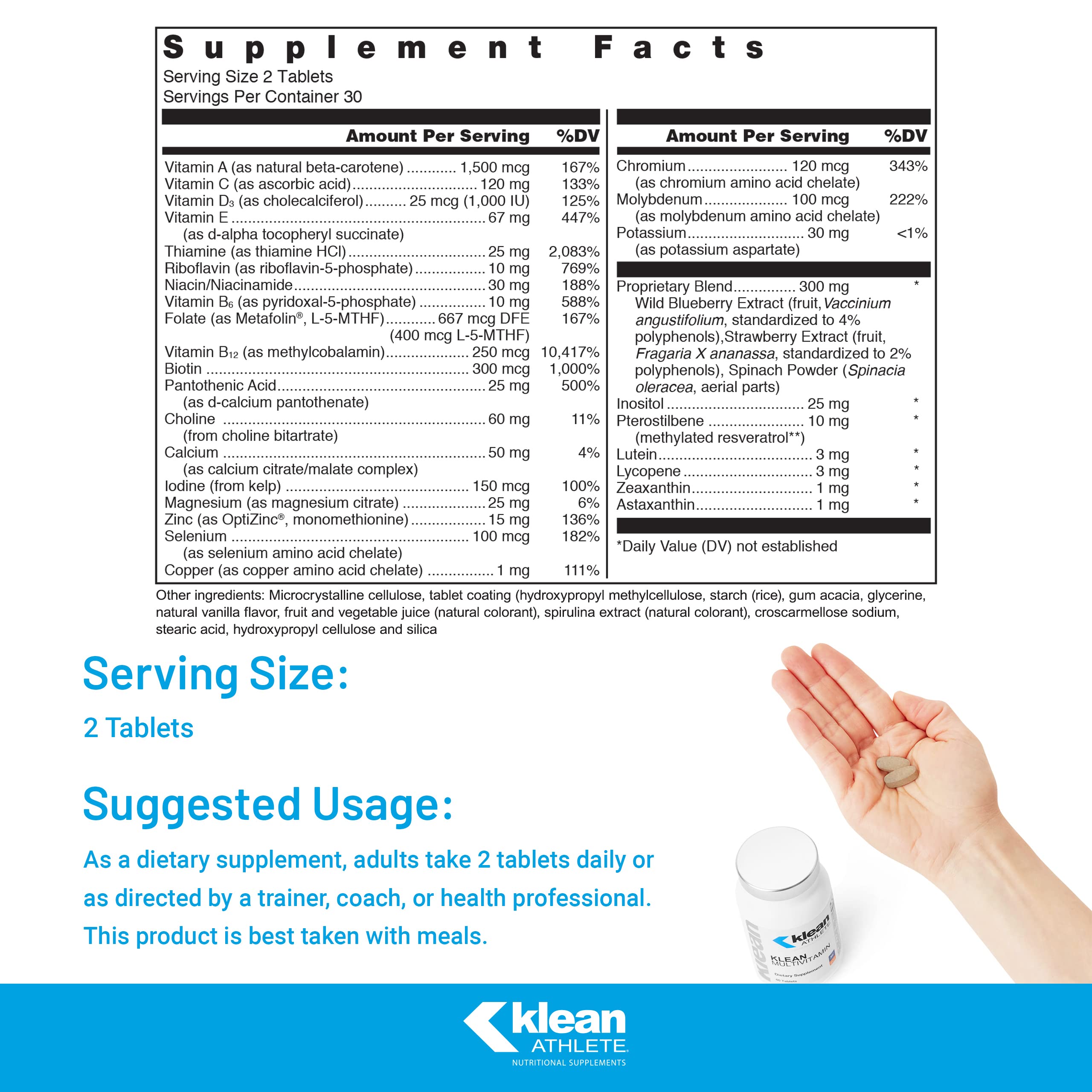 Klean Athlete Klean Multivitamínico, apoyo inmunidad: nutre la visión y defensa antioxidante.