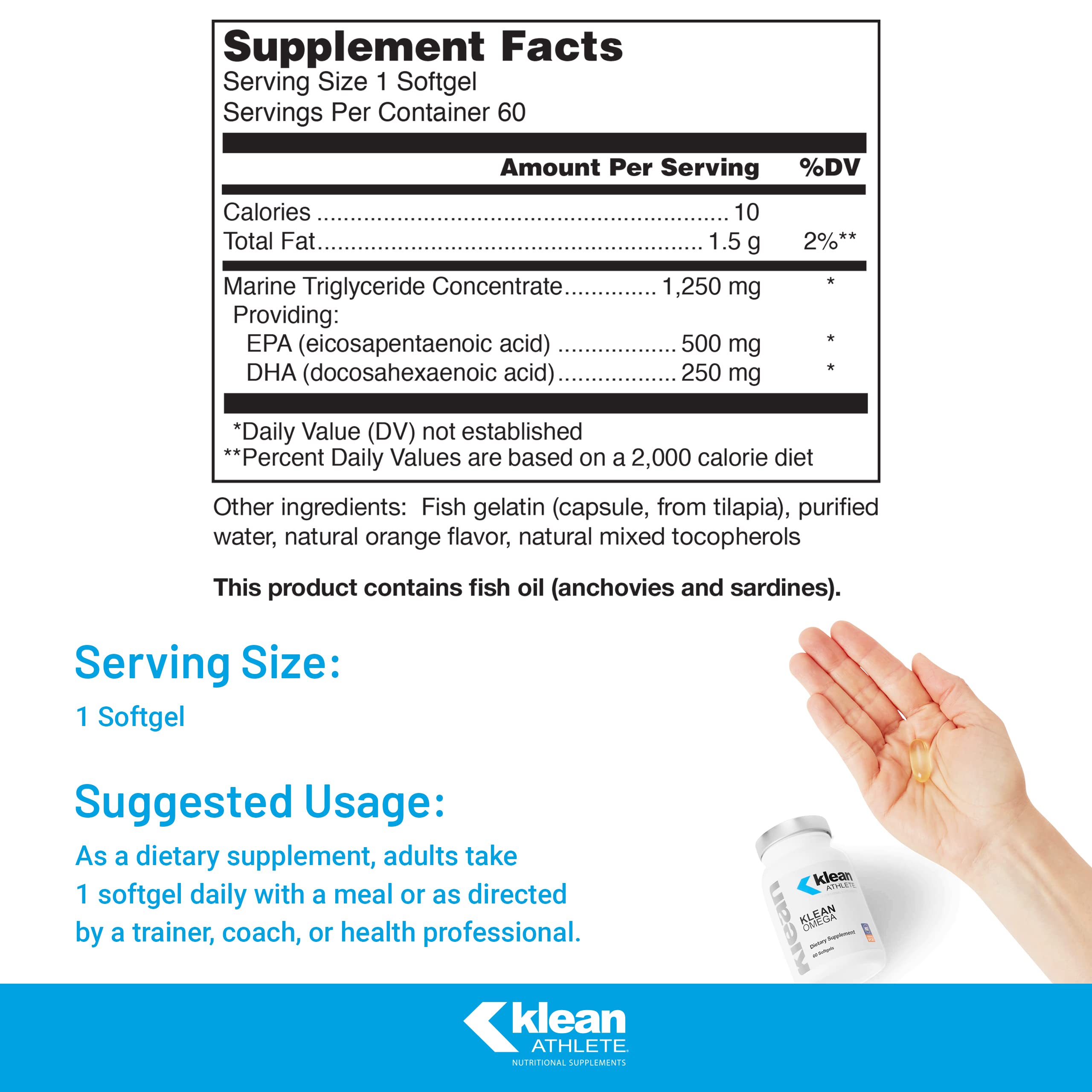 Klean Omega, cápsulas, ingesta diaria para nutrición equilibrada y movilidad.
