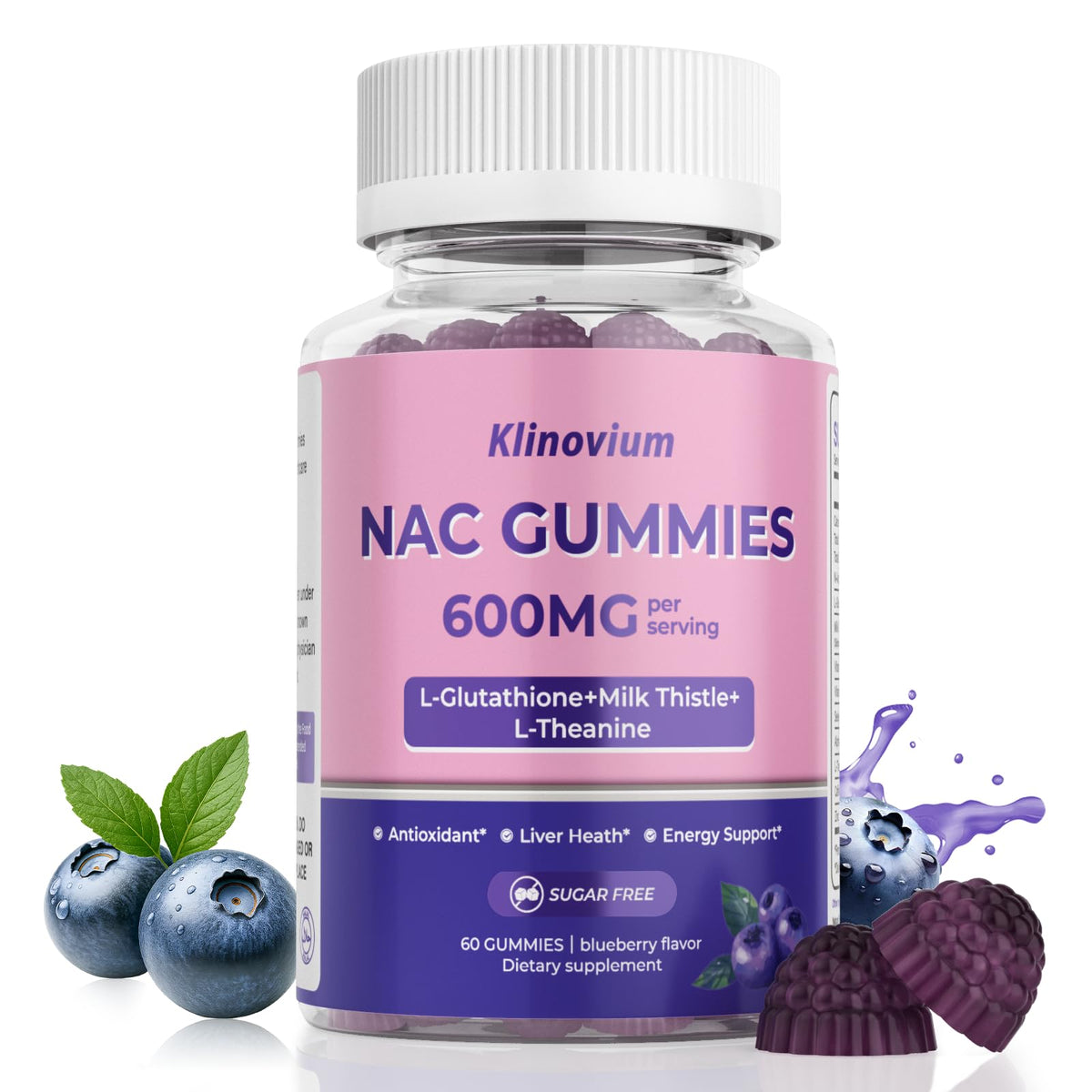 Klinovium NAC 10 en 1 gomitas arándano, sabor agradable para uso diario