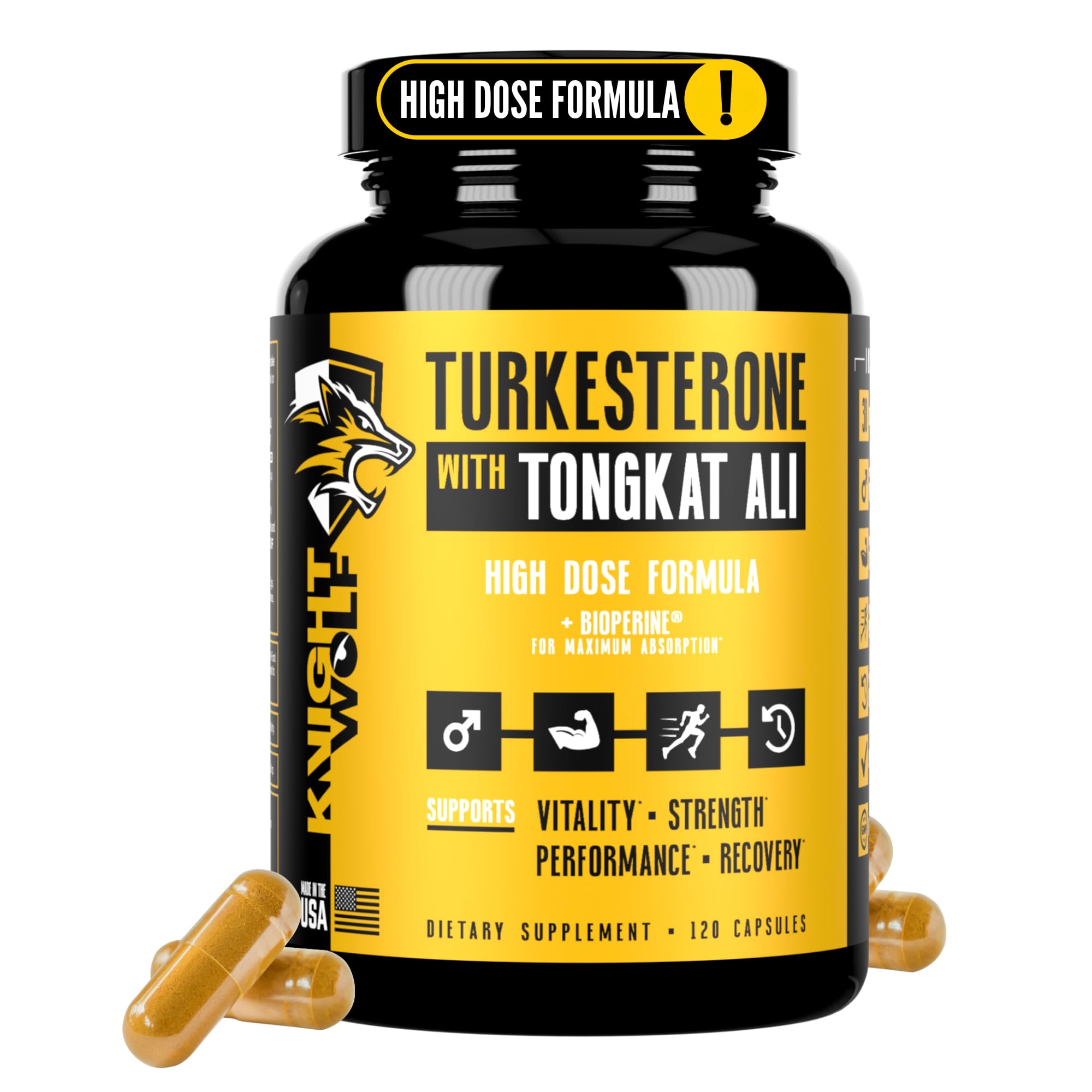 Knight Wolf Supps Turkesterona 17500mg cápsulas, apoyo a entrenamiento y masa magra.
