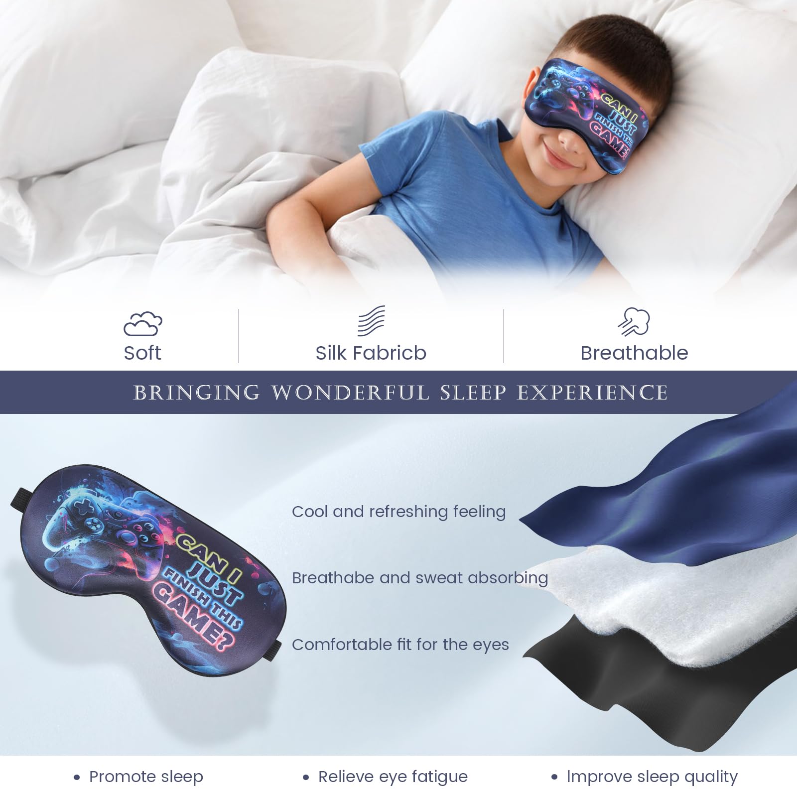 knIykmr antifaz-dormir-niño durmiendo en viaje con bloqueo de luz
