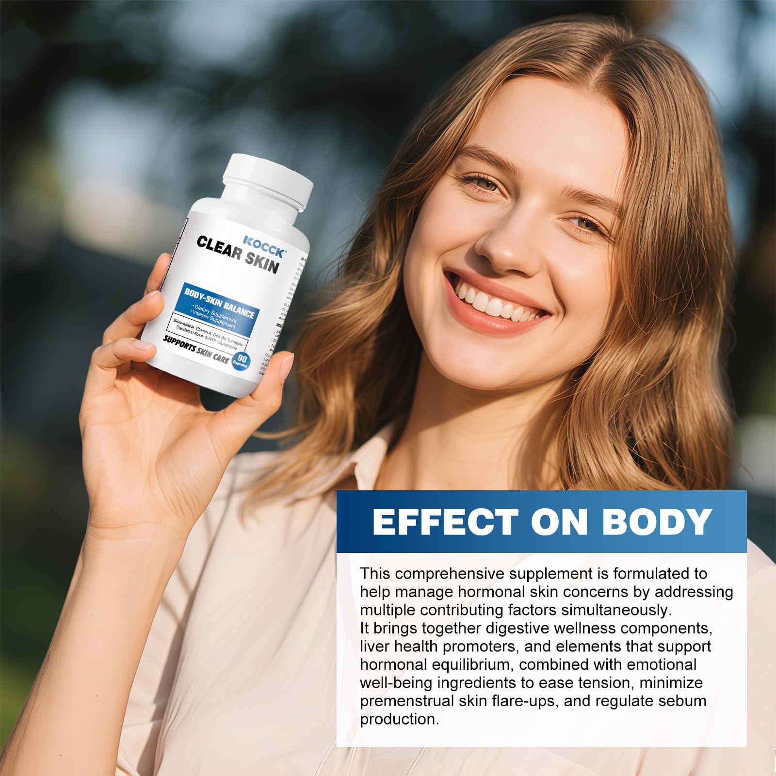 KOCCK ingredientes clave DIM y 5-HTP, apoyo para equilibrio.
