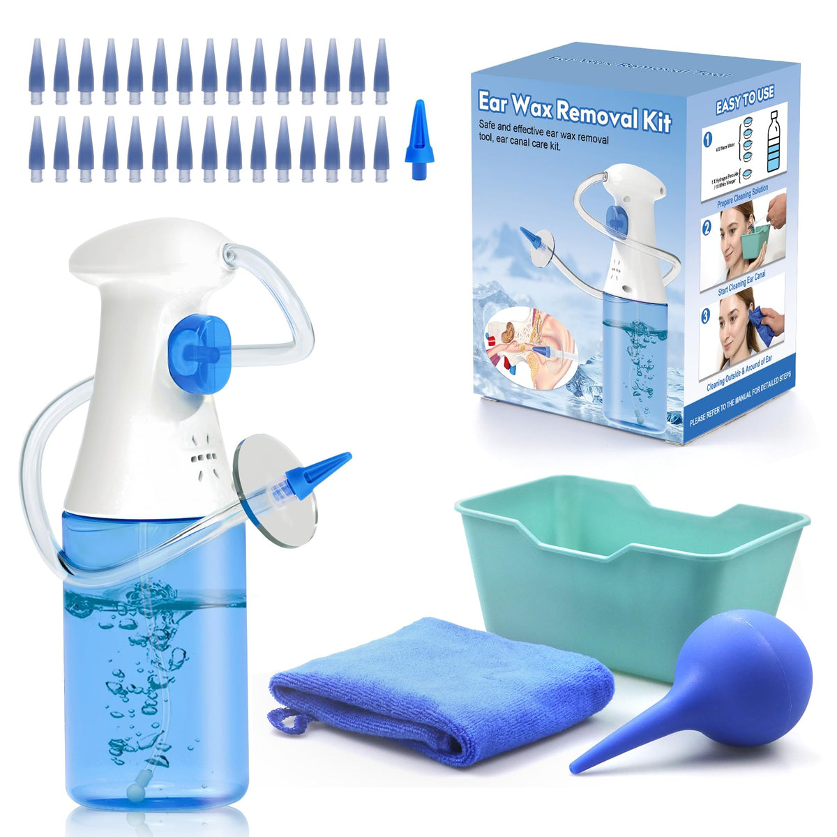 KOHUIPU kit limpieza cerumen en mano, uso sencillo y seguro.