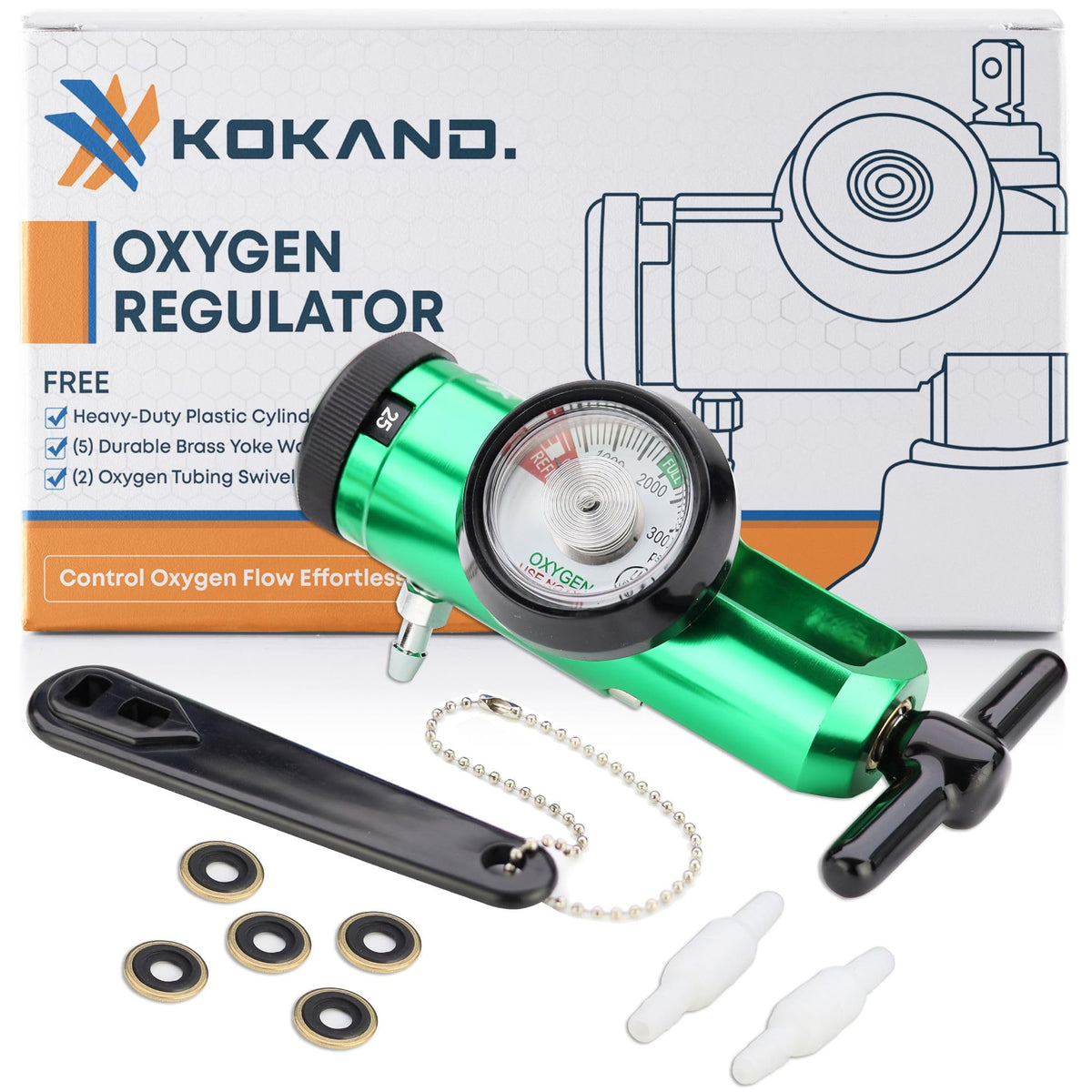 KOKAND regulador de oxígeno con medidor claro y flujo ajustable