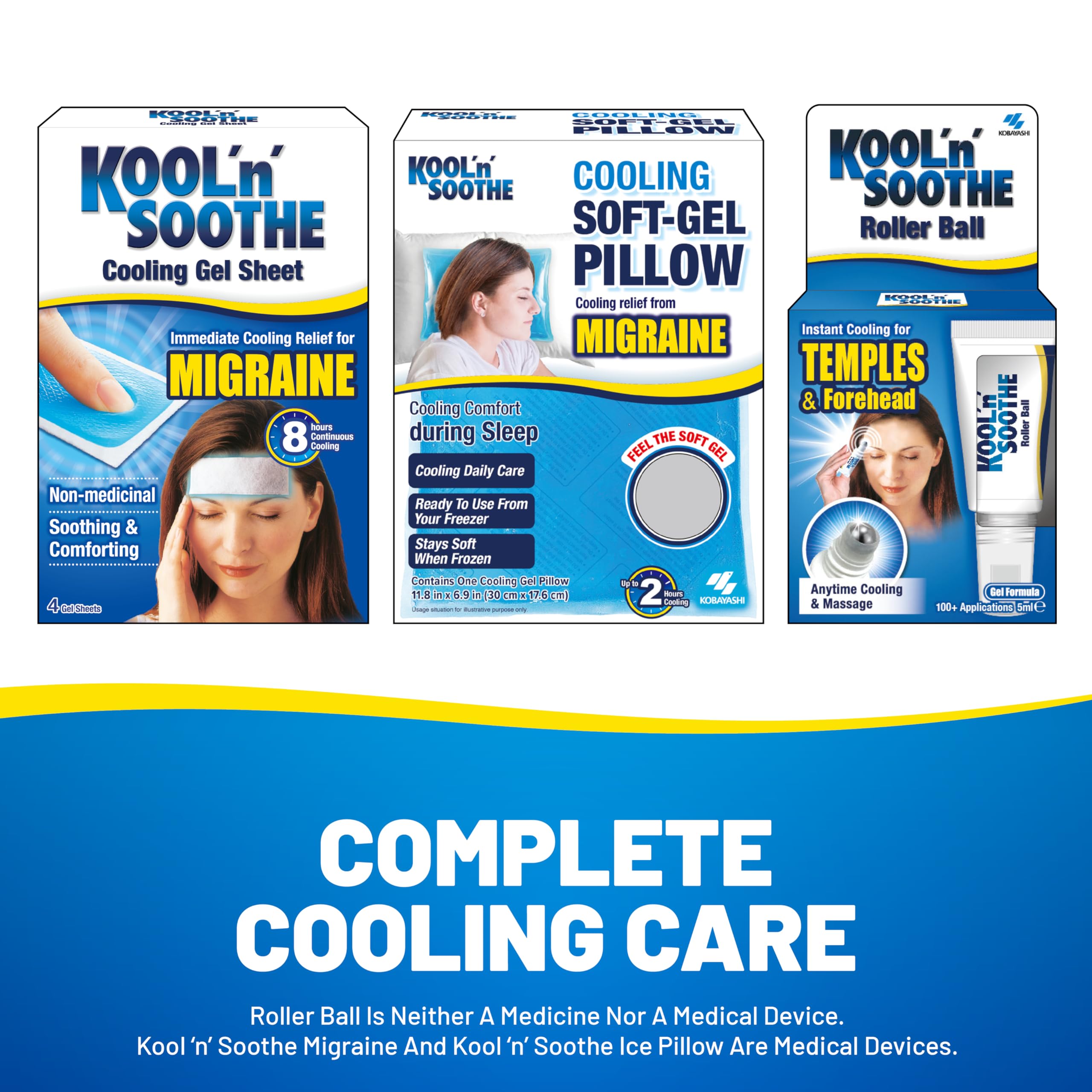 Kool 'n' Soothe Migraña: empaque con dos sachets y dos hojas por sachet.