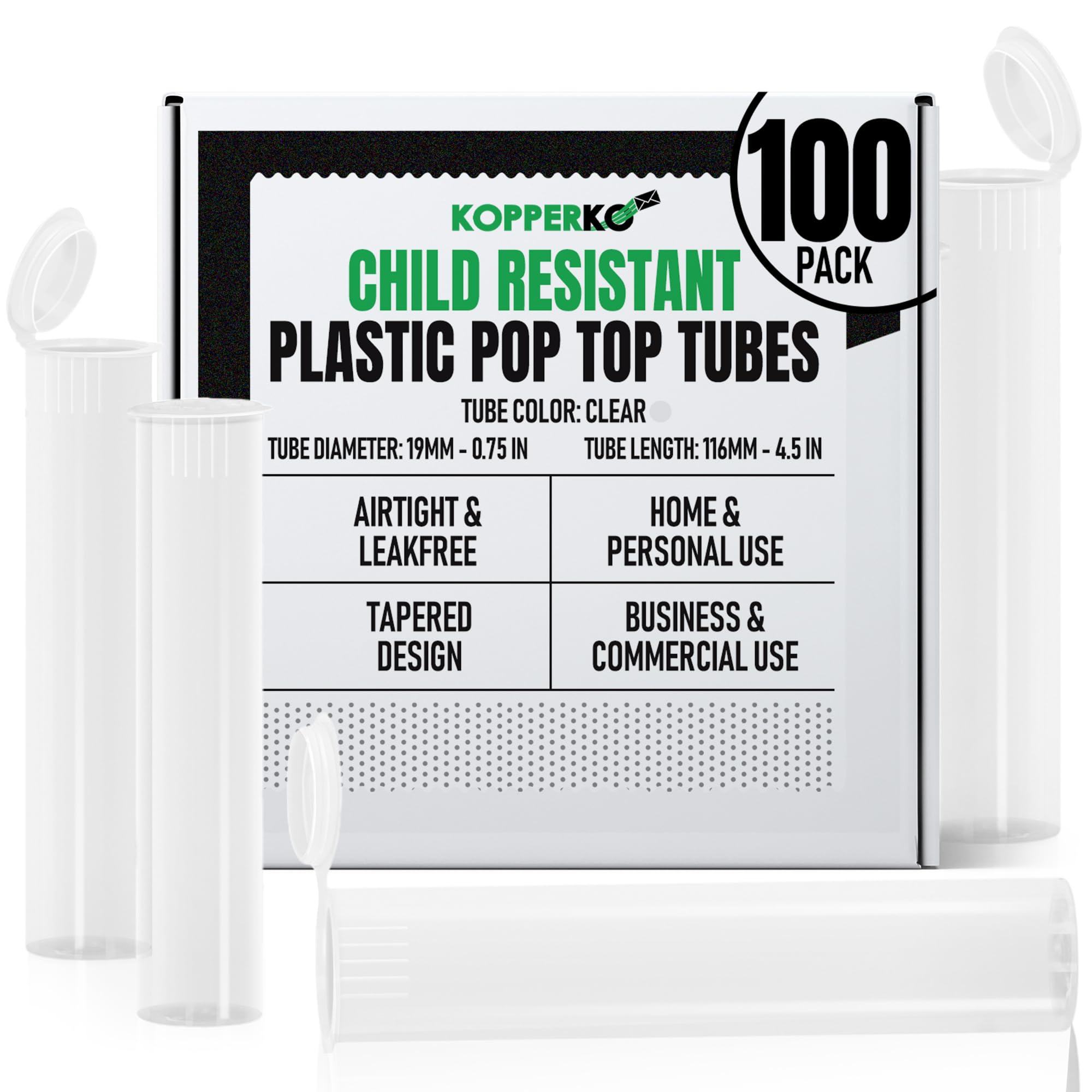Kopperko tubo con tapa plegable de 116mm para almacenamiento discreto en viaje