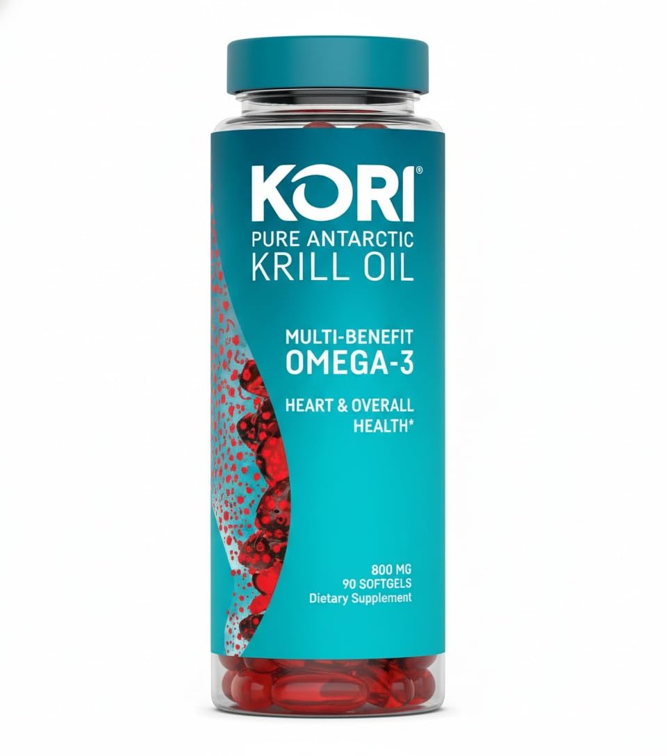 Kori Krill cápsulas Omega-3: apoyo diario para la salud general.