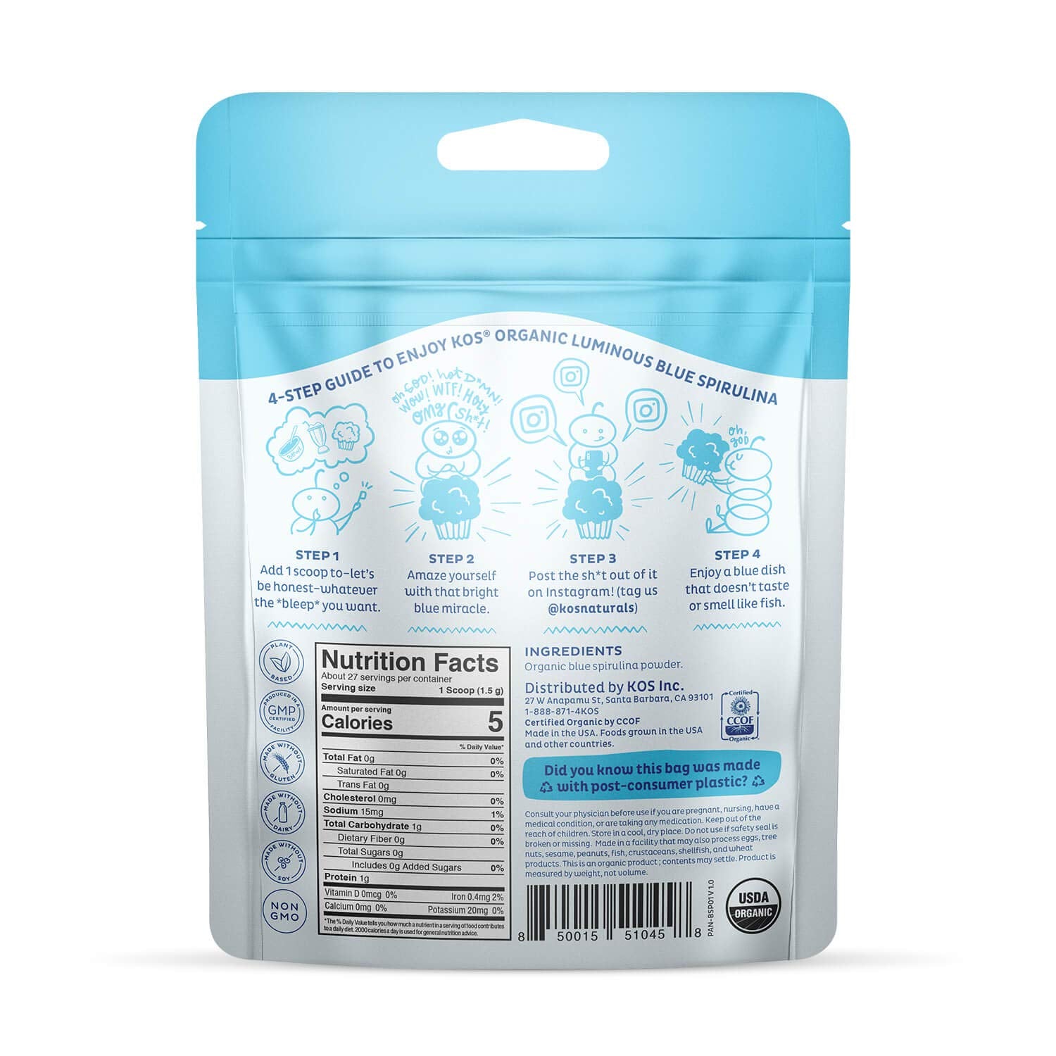 KOS colorante azul natural para comidas y bebidas