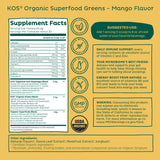 KOS Superfood Greens Mango bote, dosis diaria rápida para tu rutina