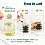 KOS Mango Greens mezcla verde en vaso, aporta fibra y micronutrientes