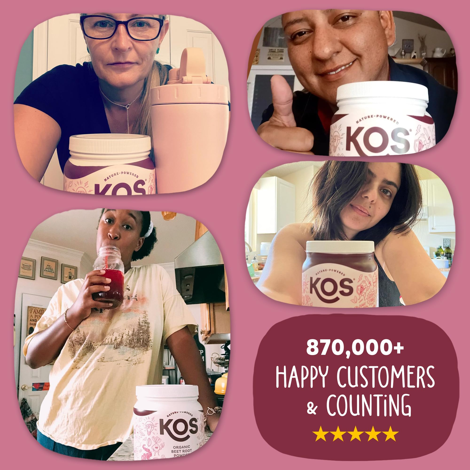 KOS Polvo de remolacha orgánico en hummus, añade color y sabor sin gluten.