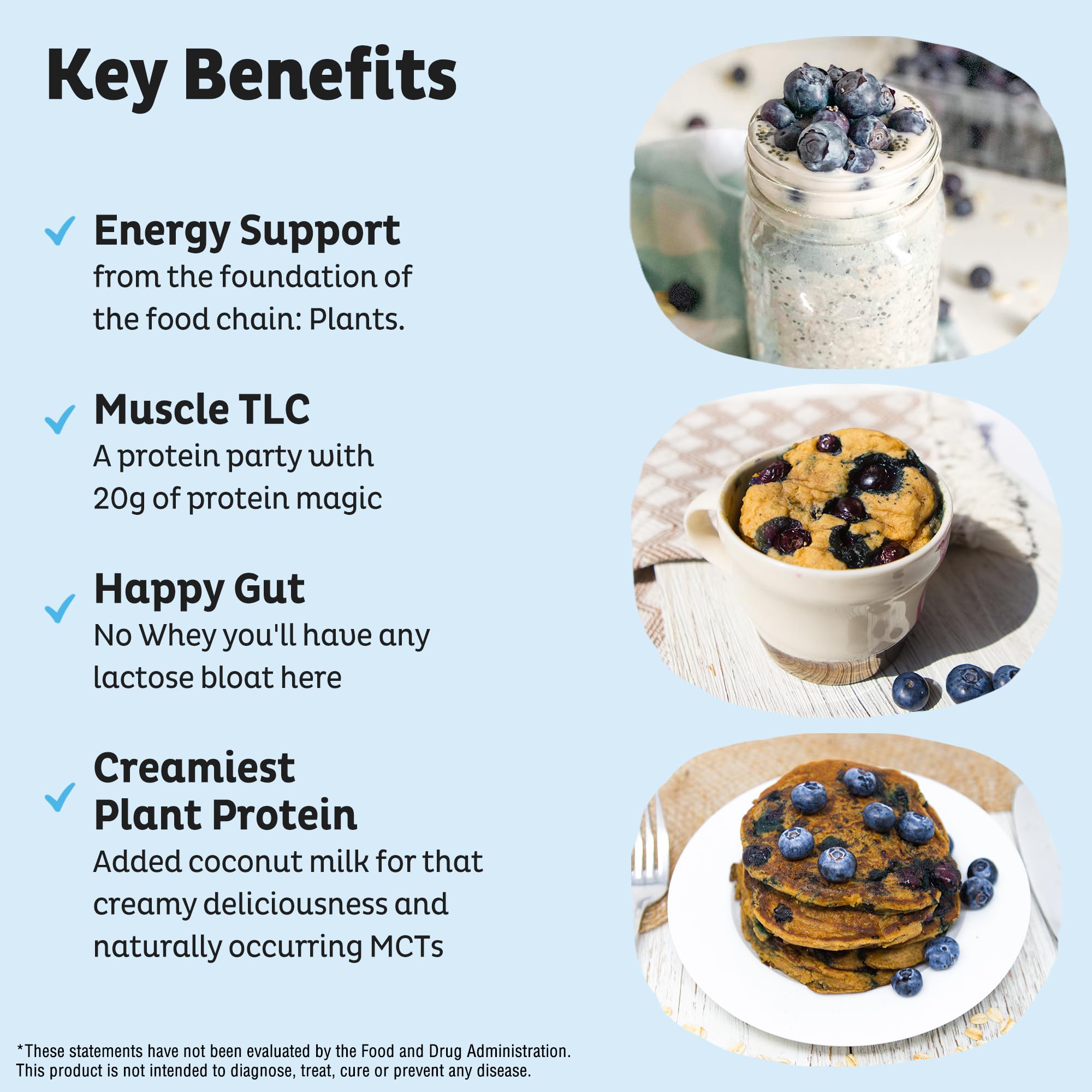 KOS batido de arándano con proteína vegetal para energía rápida.