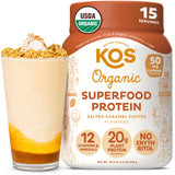 KOS Proteína Vegana: polvo Café Caramelo Salado, vertido perfecto para batidos