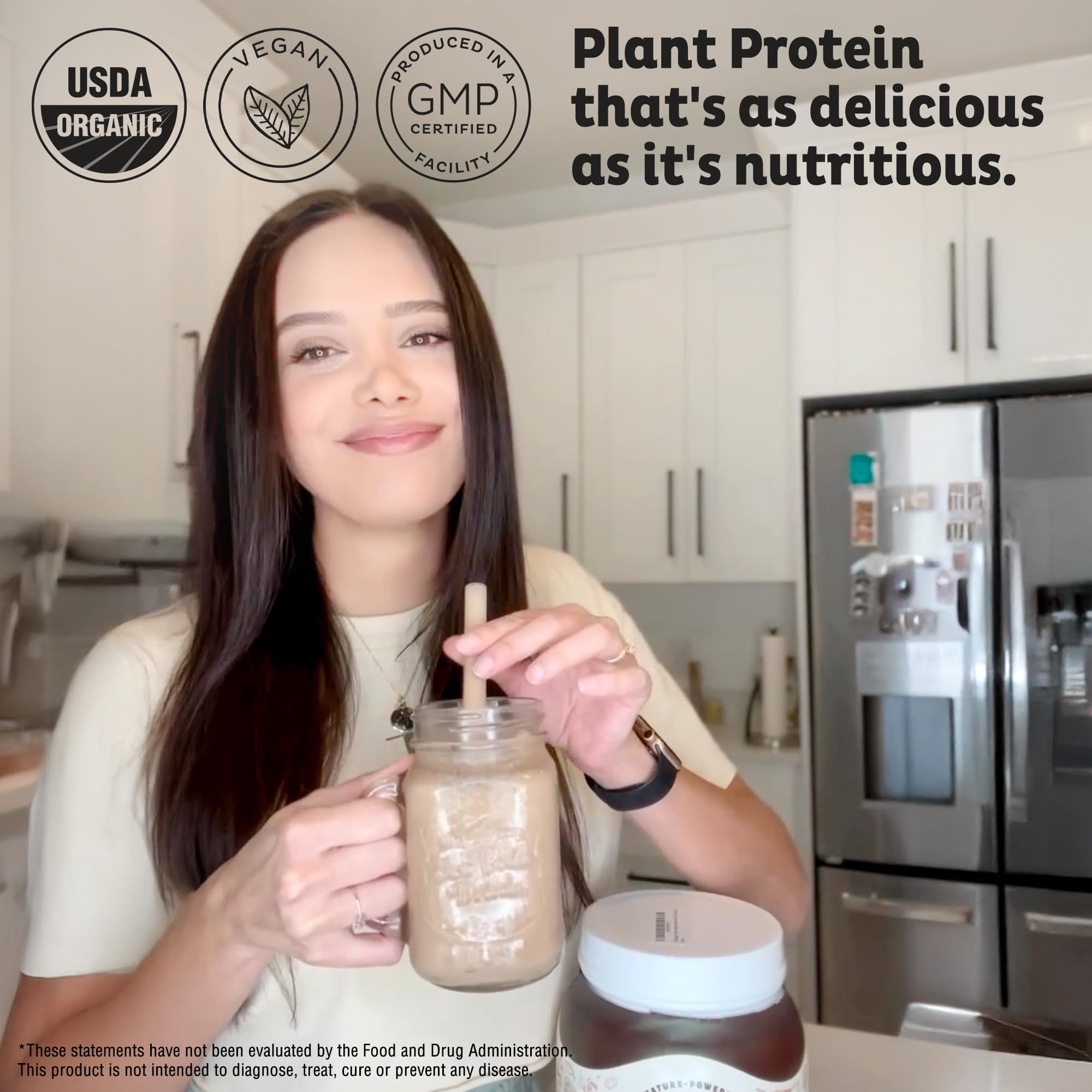 Envase de 28 porciones de KOS Proteína vegana para planificación de entrenamientos.