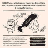 Etiqueta sin edulcorantes artificiales en KOS Proteína vegana.
