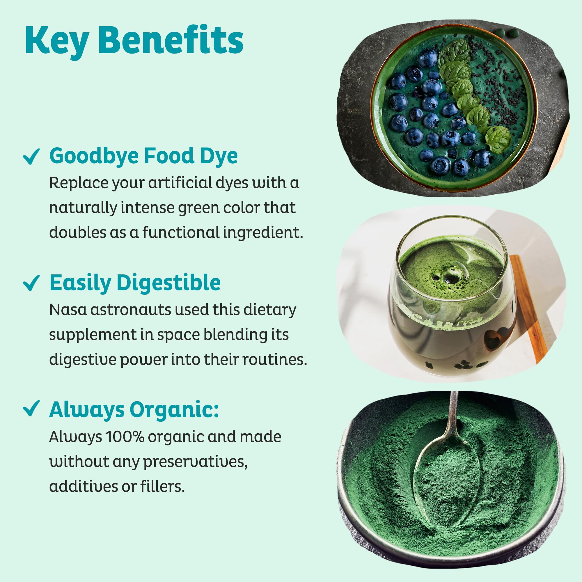 KOS spirulina smoothie verde, opción nutritiva para el desayuno