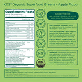 KOS Super Greens preparación en agua fría para batido refrescante de manzana