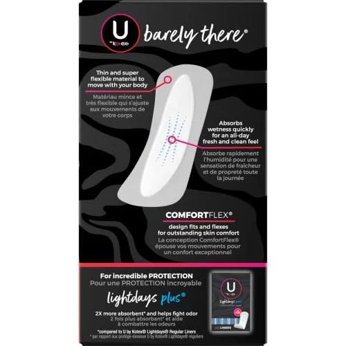 Kotex U by Kotex Barely There Thin Lines, tela suave y transpirable para sensación fresca