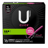 Kotex U Clic tampones: estuche de 16 unidades en pack de 4.