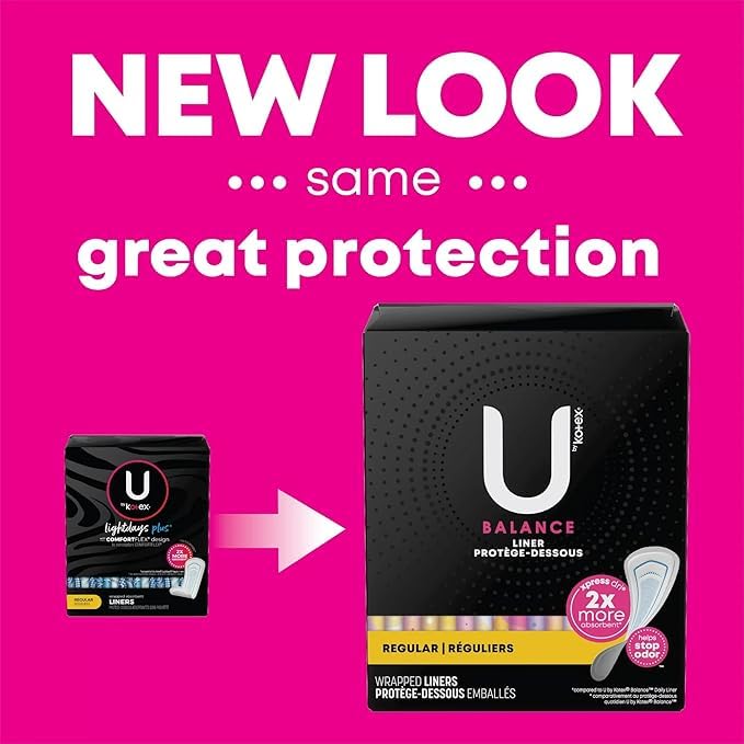 Protector diario absorbente delgado de Kotex U Lightdays Plus para uso diario